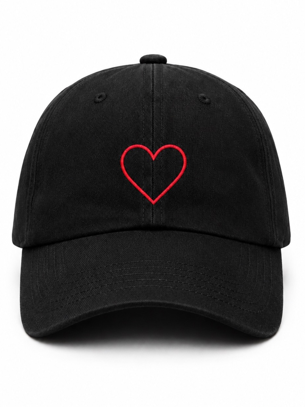 ♥️ Black Heart Embroidered Baseball Cap Red Heart Adjustable Unisex Streetwear